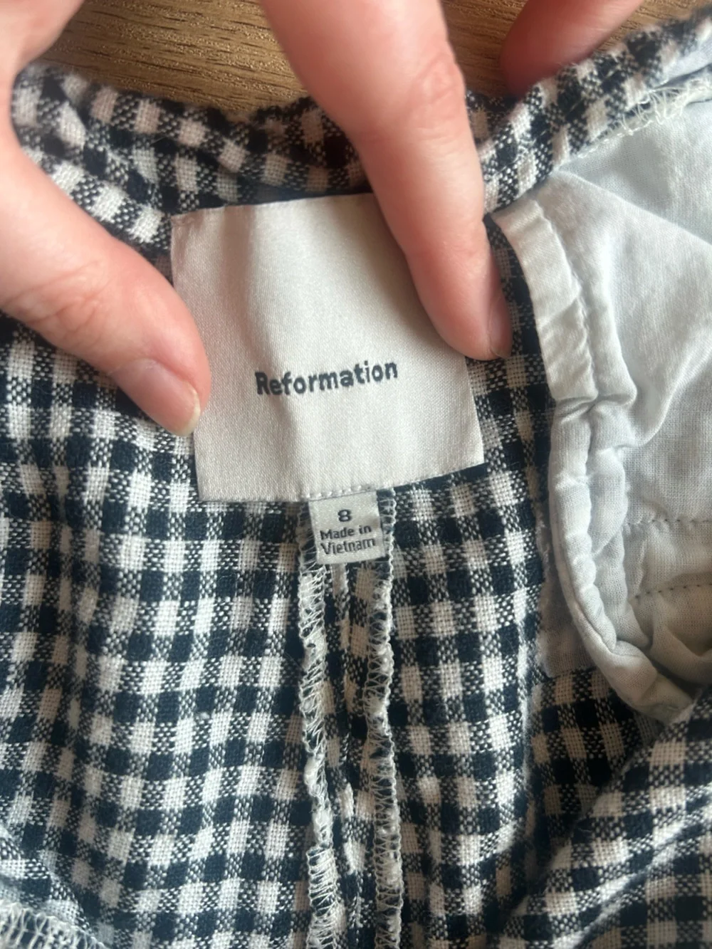 Reformation Andi Pant. Black & White Gingham Cropped Pants